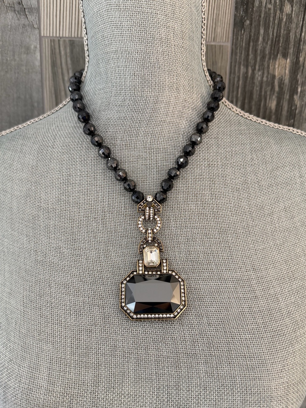 Heidi Daus Hematite Crystal Art Deco Necklace